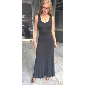 Vintage Liz Claiborne Collection Black Mesh Knit Maxi Dress 80s 90s